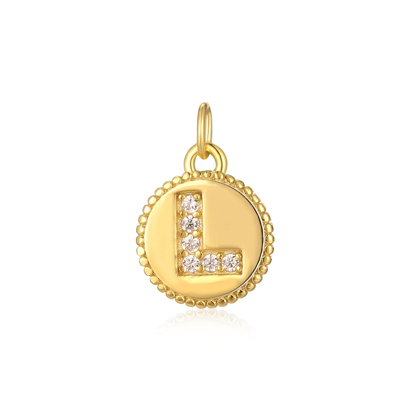 Charm inicial mini plaquita circonitas gold