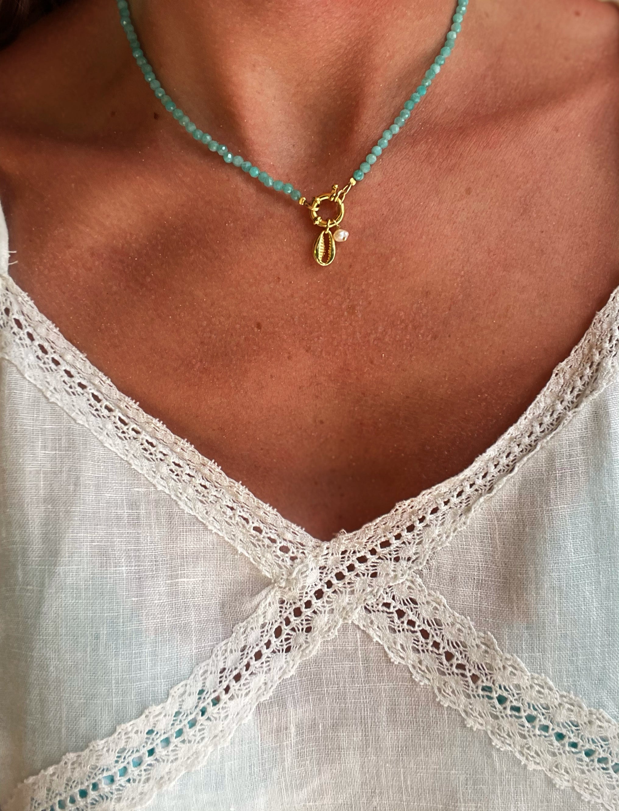 Collar Eternity mineral Amazonita
