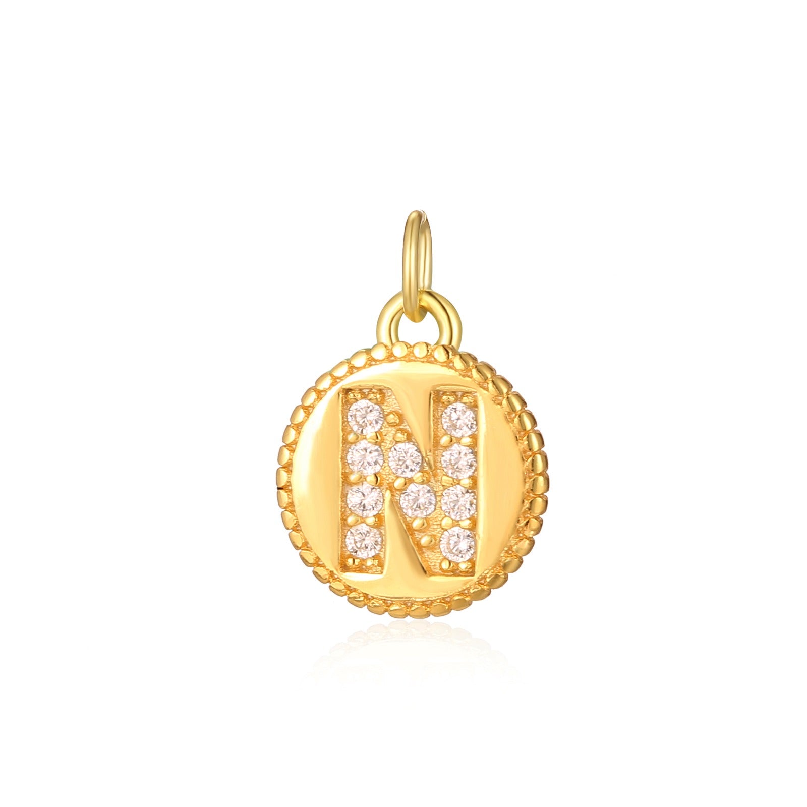 Charm inicial mini plaquita circonitas gold