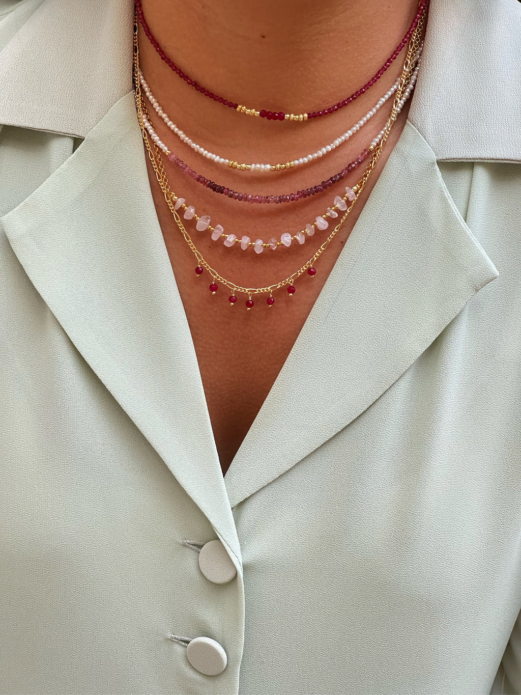 Classic tourmaline rosé Initials necklace