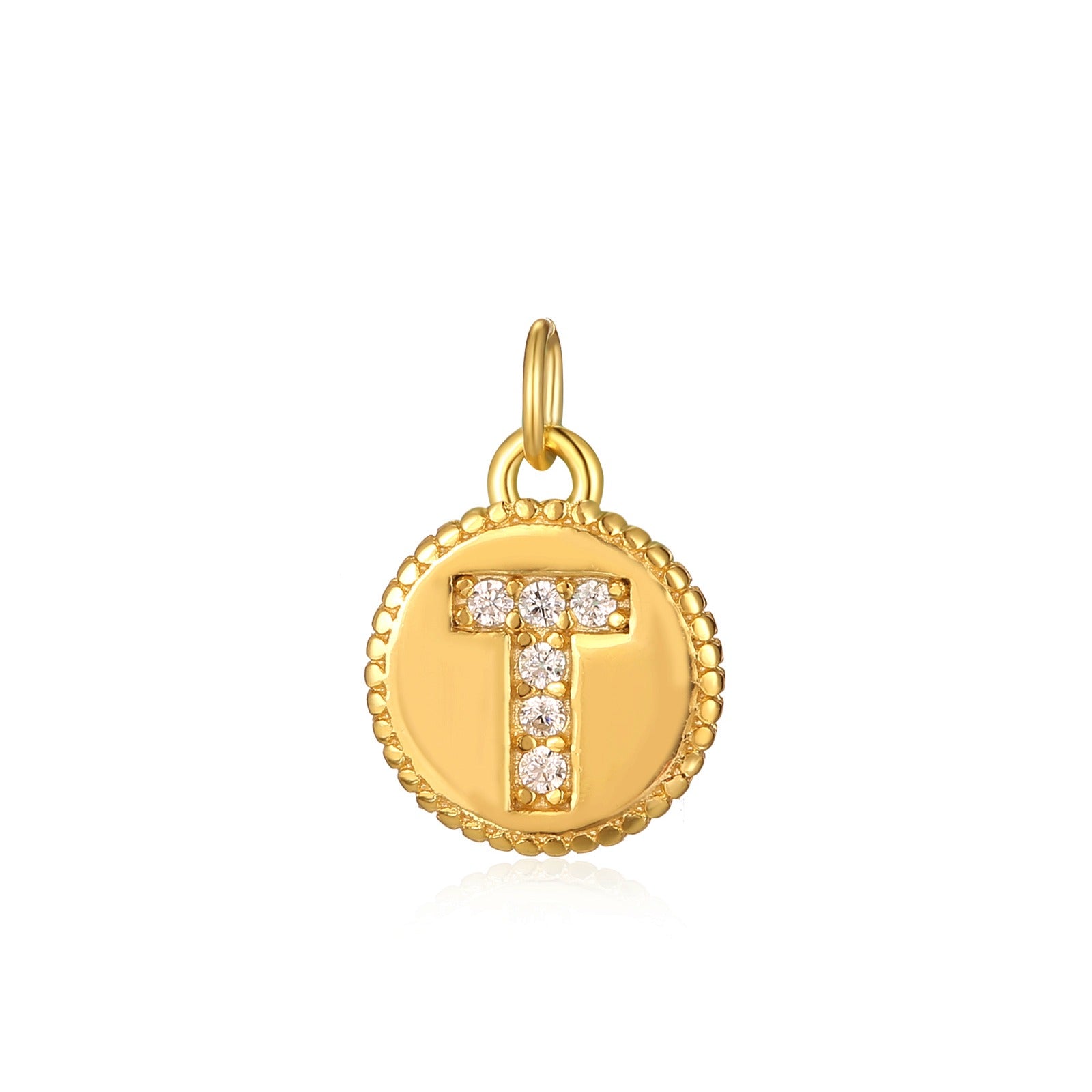 Charm inicial mini plaquita circonitas gold