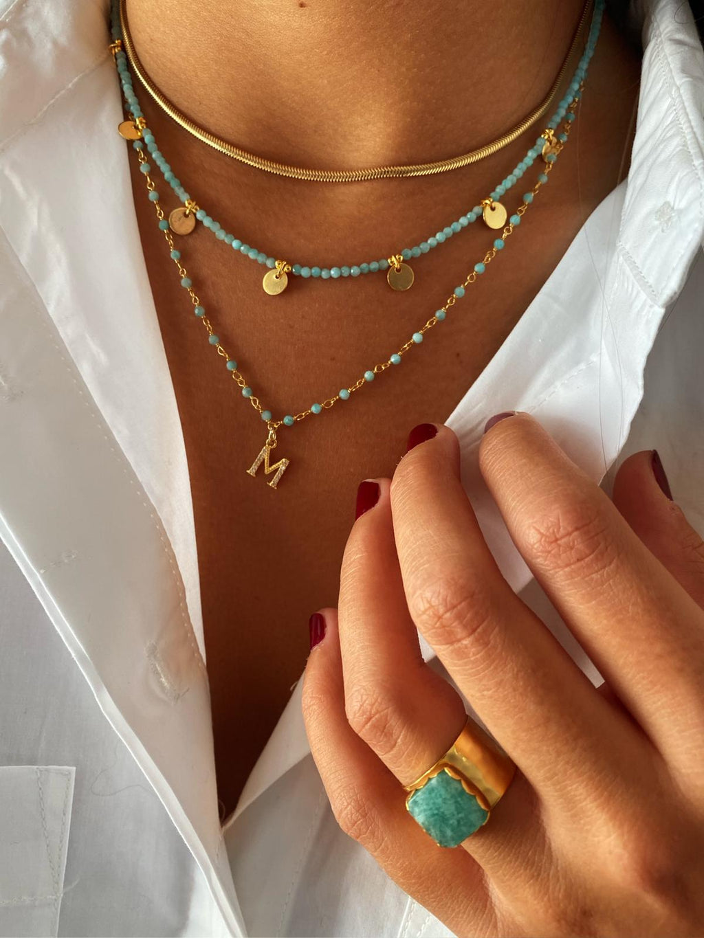 Collar plaquitas amazonita