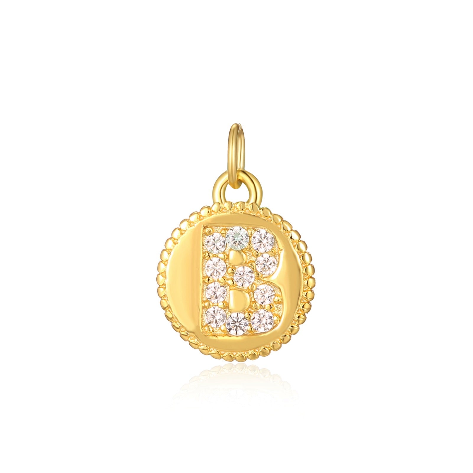 Charm inicial mini plaquita circonitas gold