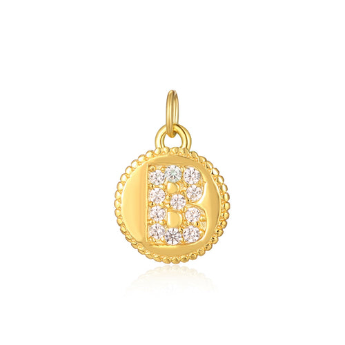 Charm inicial mini plaquita circonitas gold