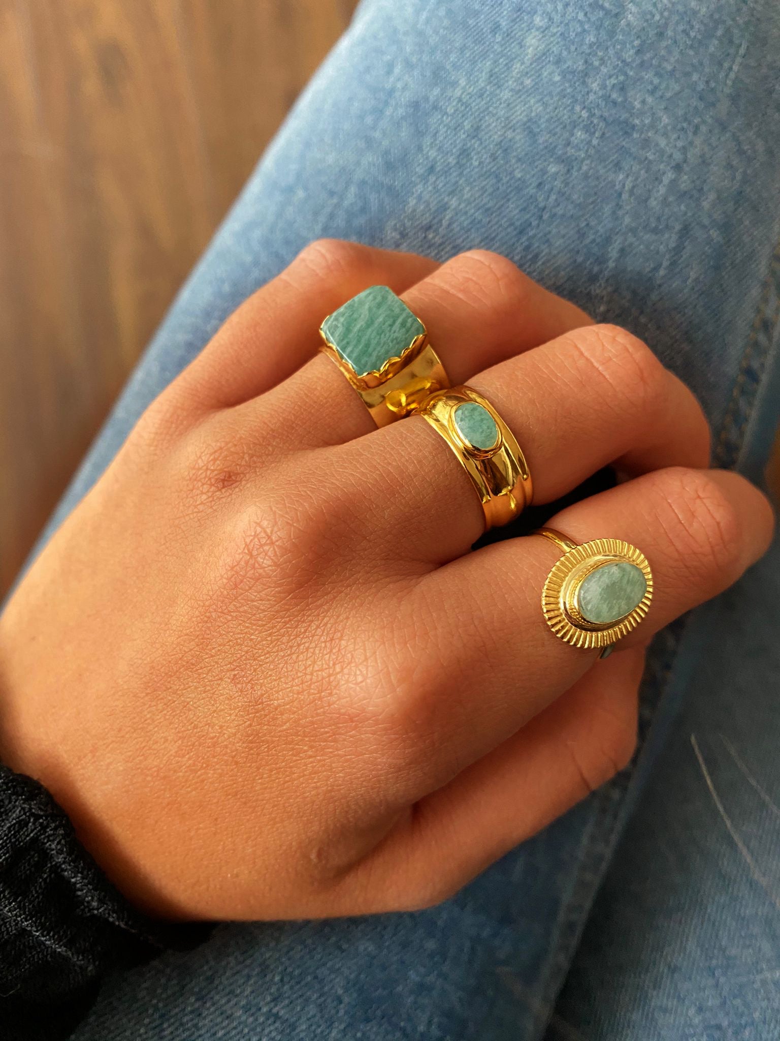 Anillo Siena amazonita.