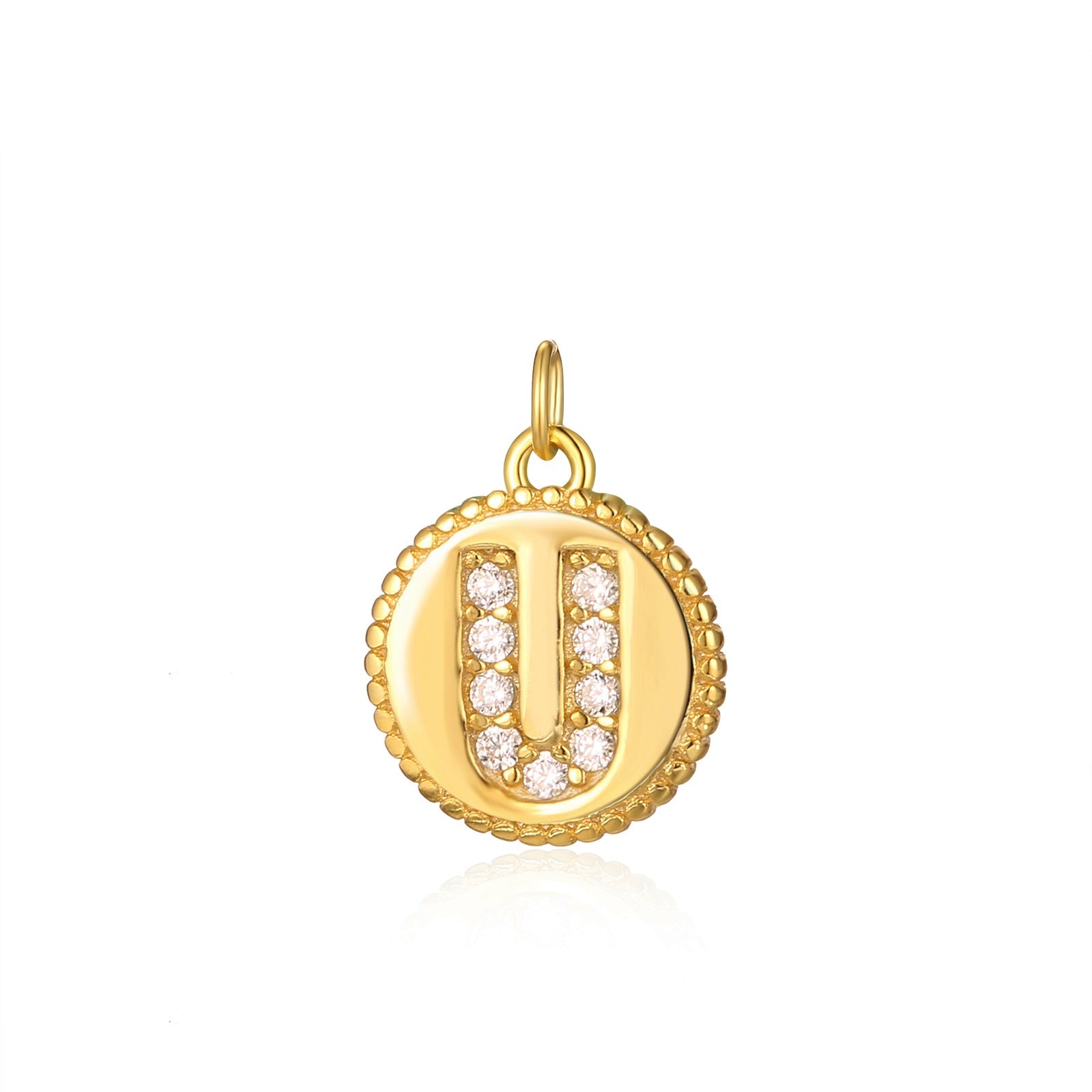 Charm inicial mini plaquita circonitas gold