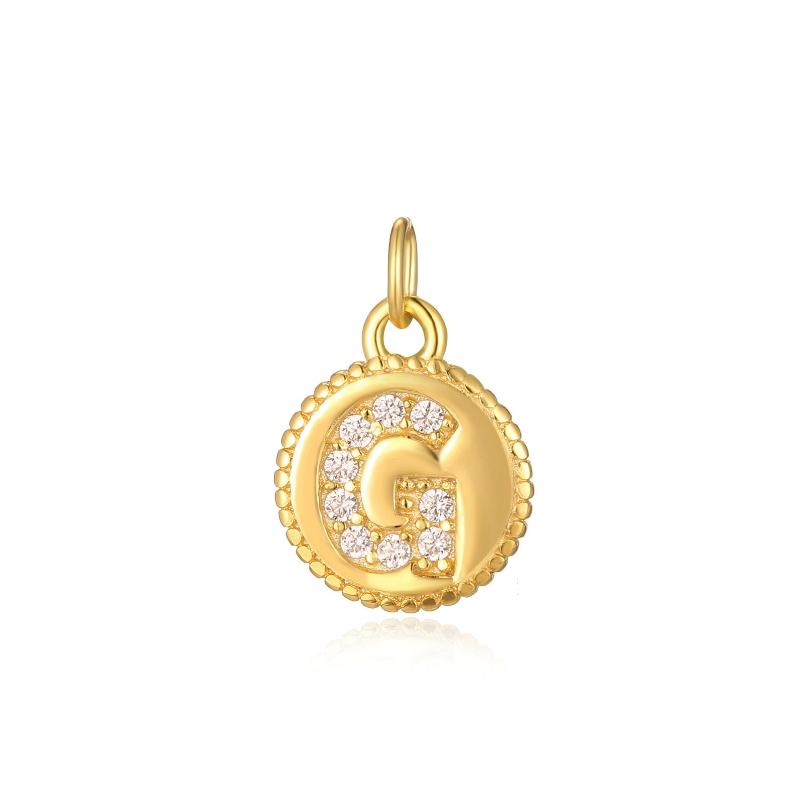 Charm inicial mini plaquita circonitas gold