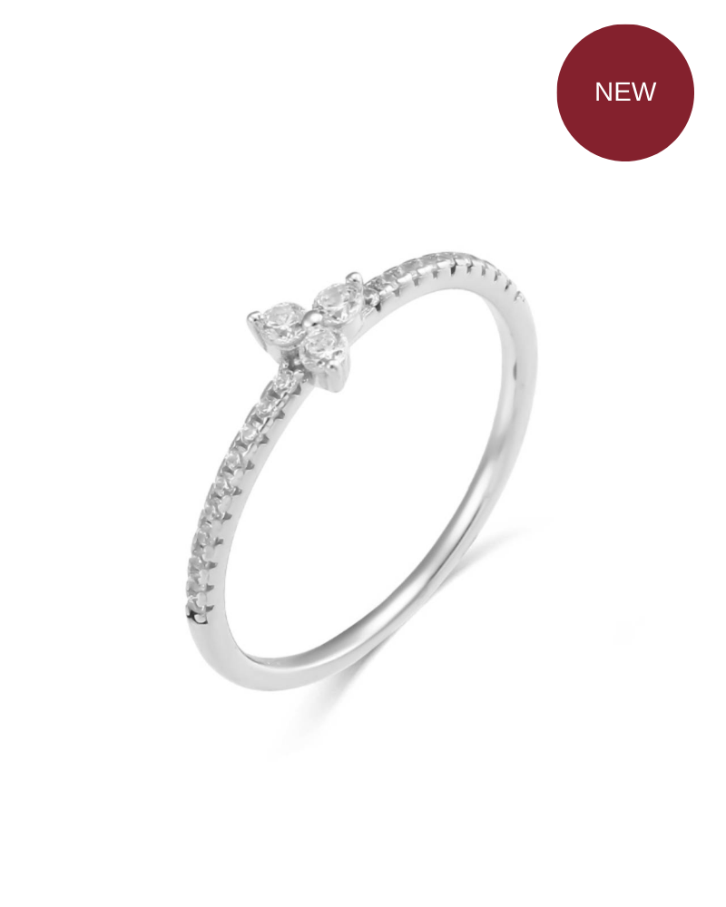 Anillo trébol shine white Silver
