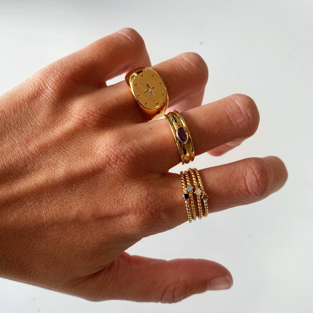 Anillo mini balls ópalo ciclamen