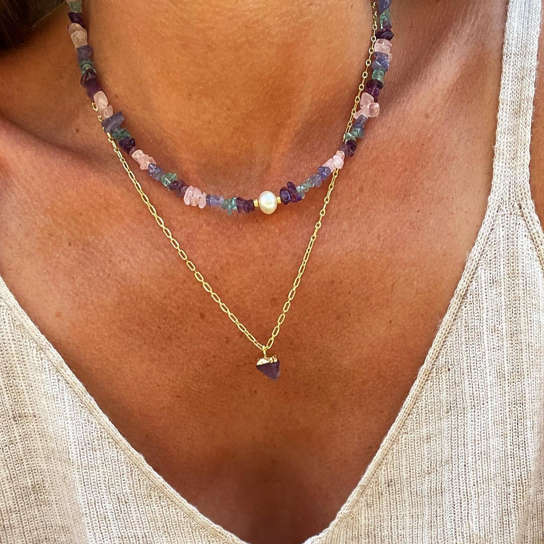 Classic irregular mineral necklace