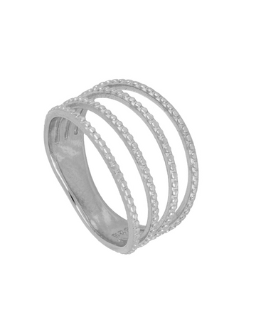 Silver four stripes ring