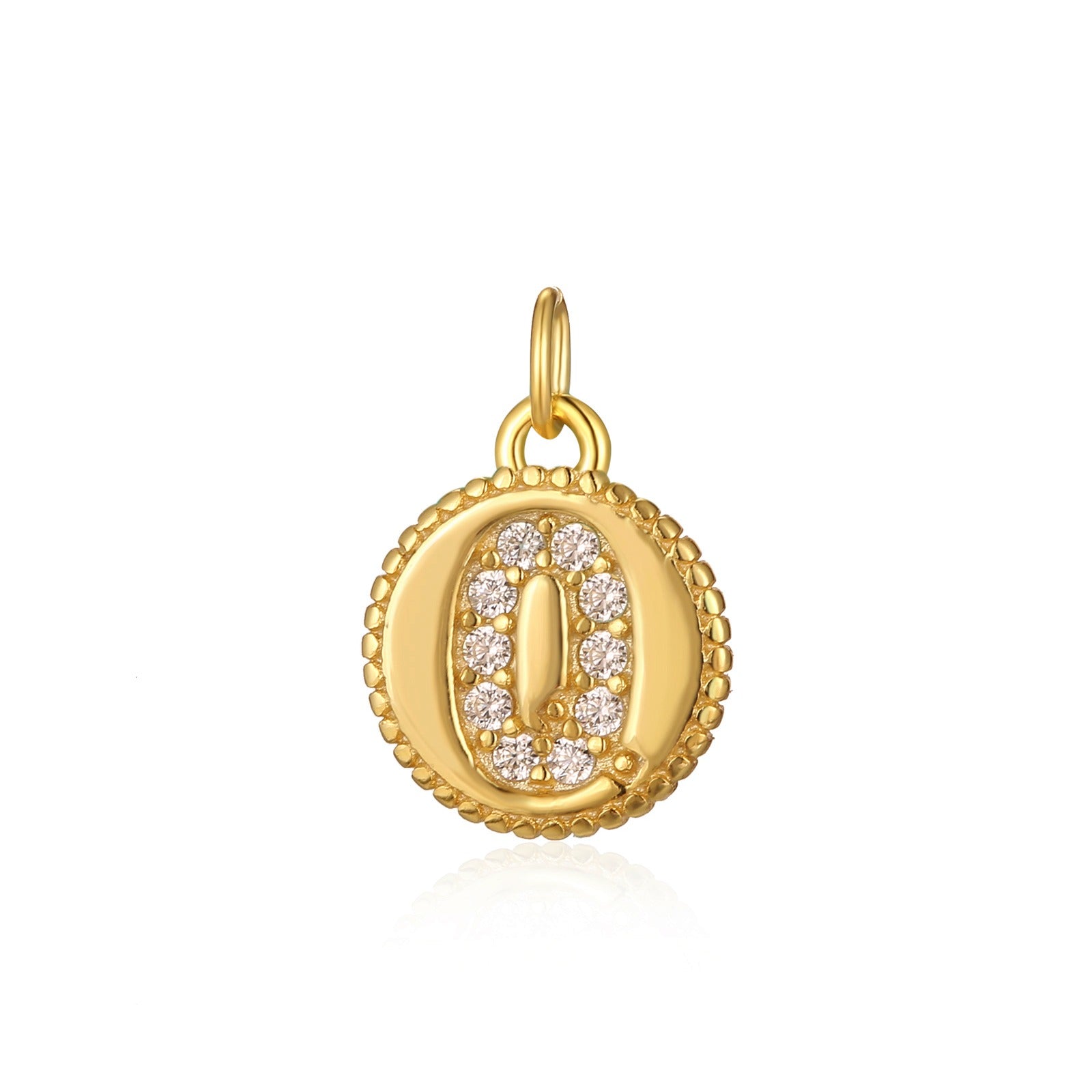 Charm inicial mini plaquita circonitas gold