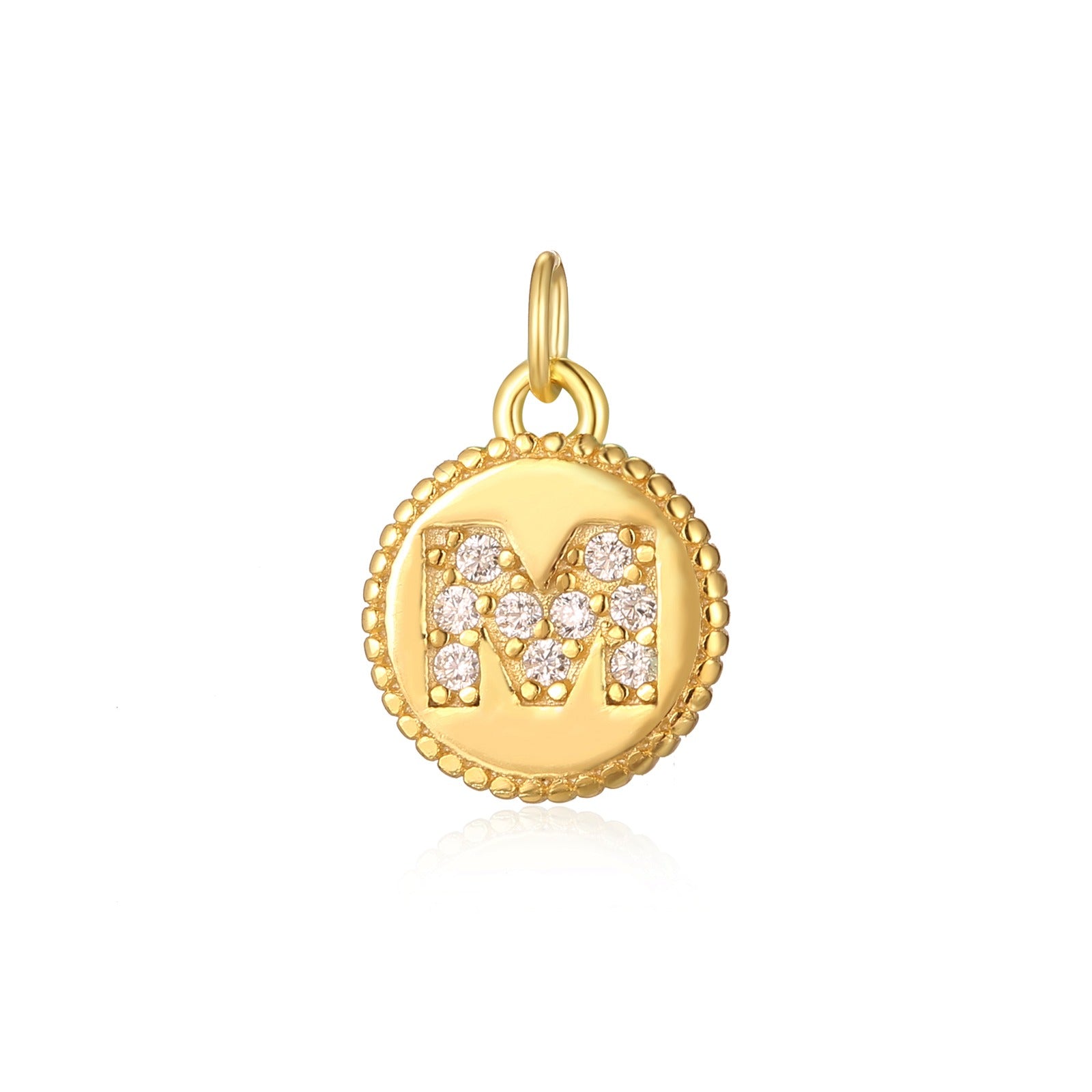 Charm inicial mini plaquita circonitas gold