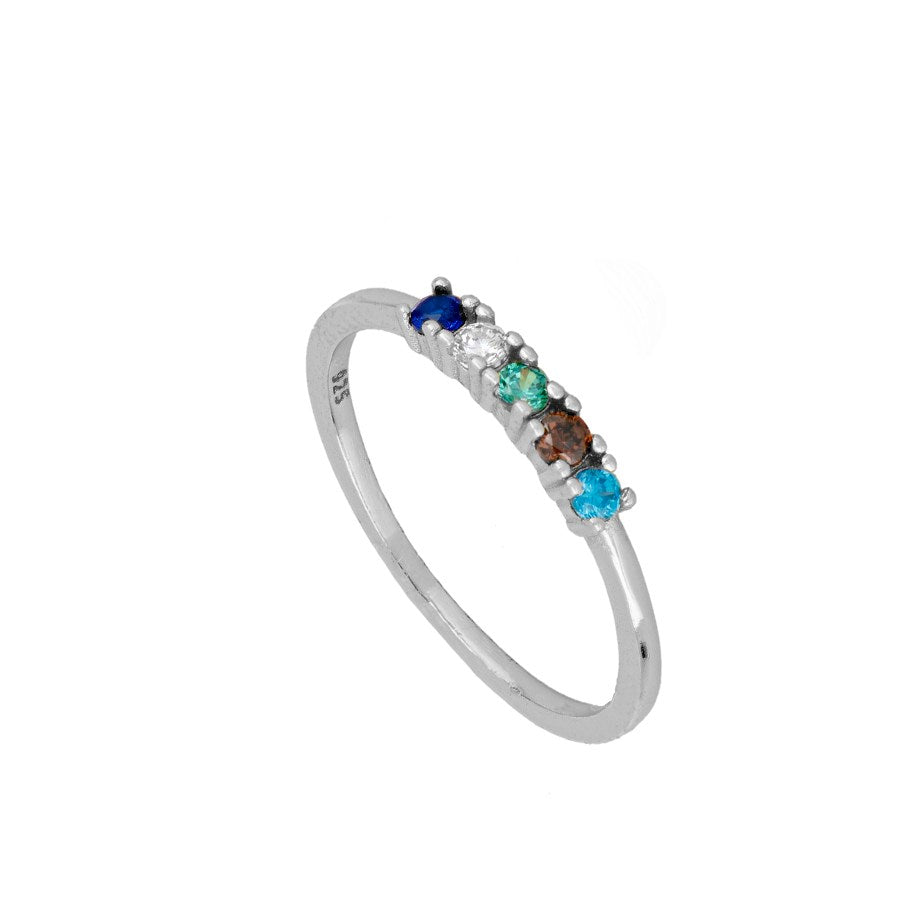 Anillo circonita multicolor silver