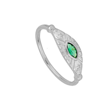 Eye Green Silver Ring