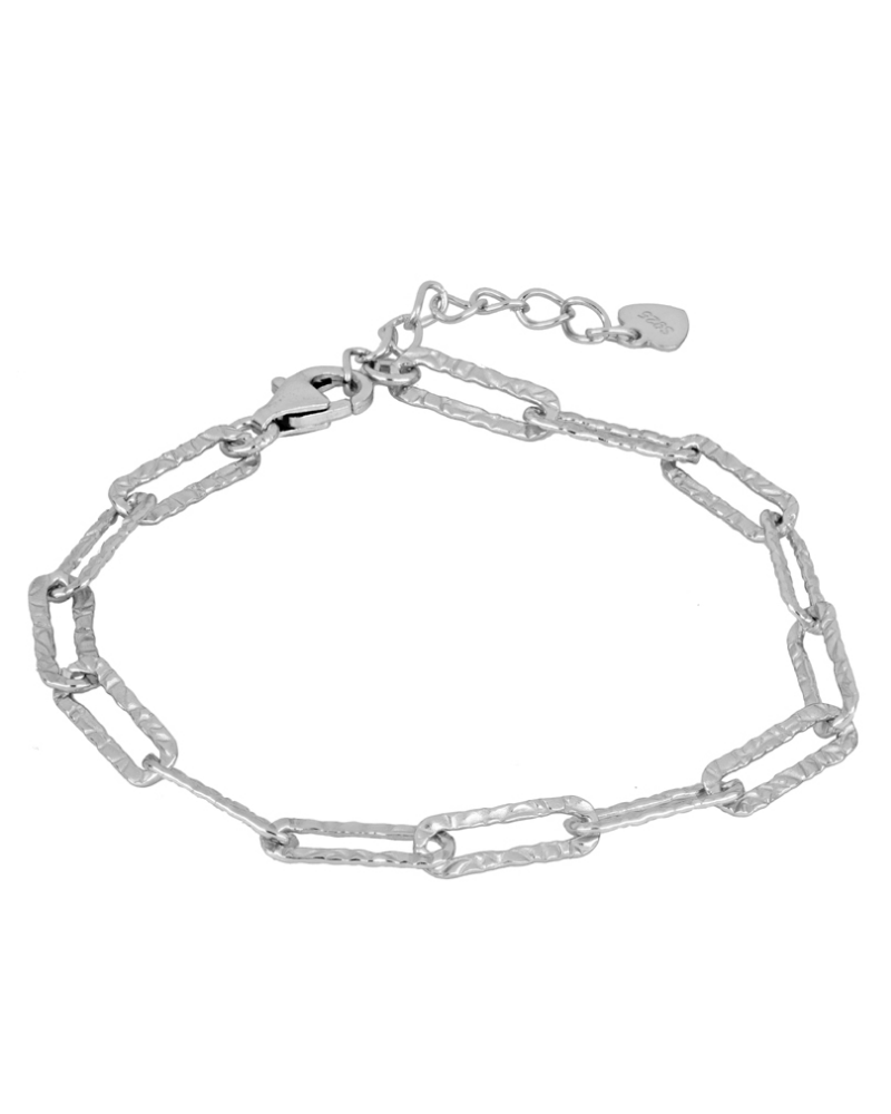 Pulsera eslabón largo martelé Silver