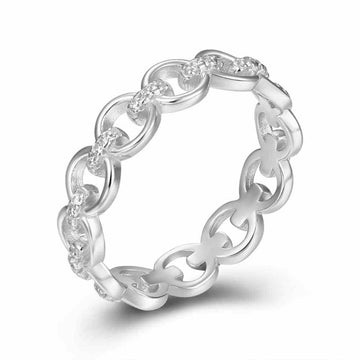 Anillo eslabón circonitas Silver