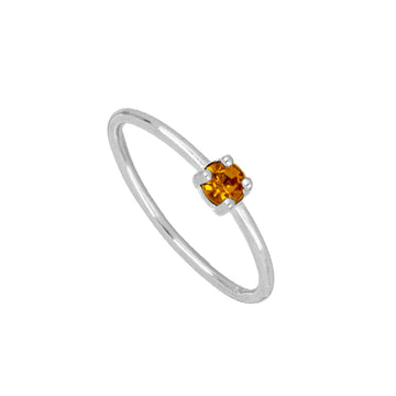 Silver citrine zirconia ring