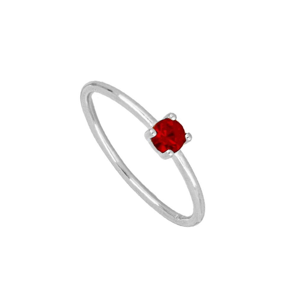 Red zirconia silver ring
