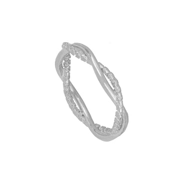 Silver braided combi ring