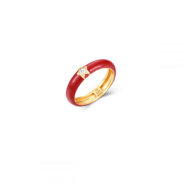 Rouge Star Enamel Ring