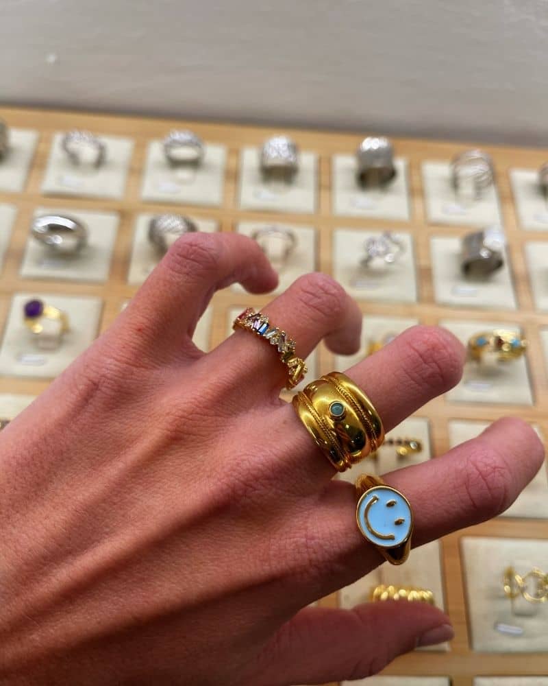 Anillo Happy Face Turquesa