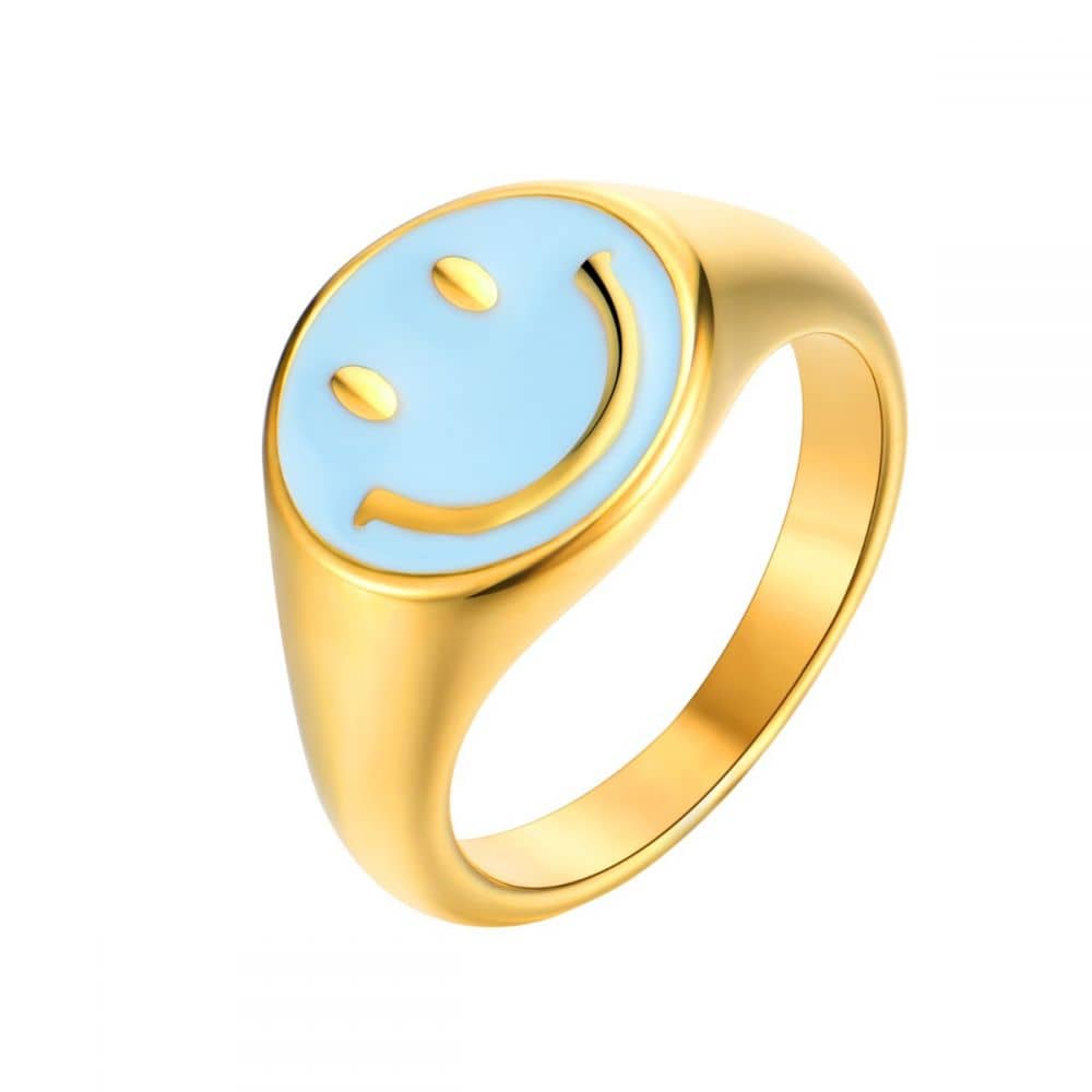 Anillo Happy Face Turquesa