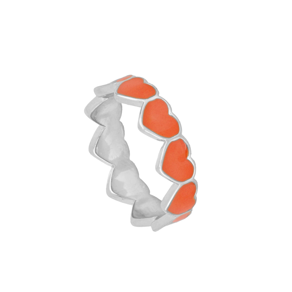 Anillo Hearts Orange Silver