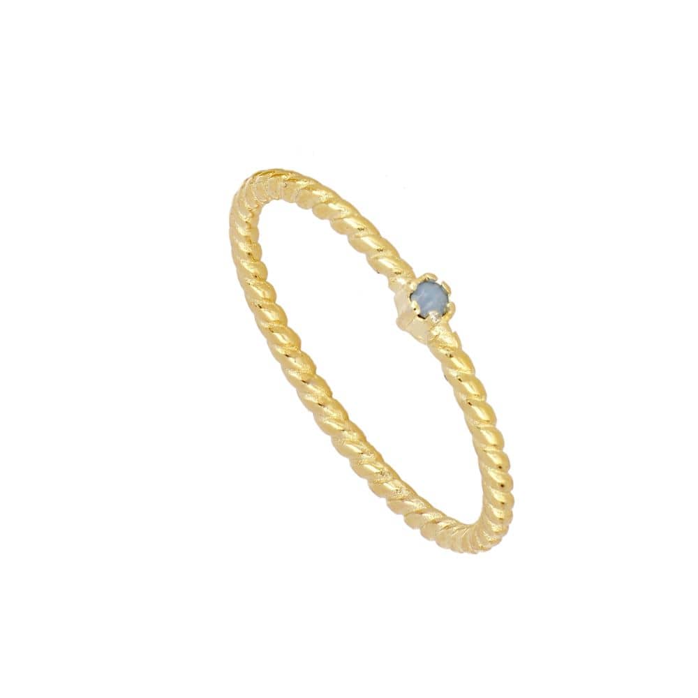 Anillo mini balls ópalo azul