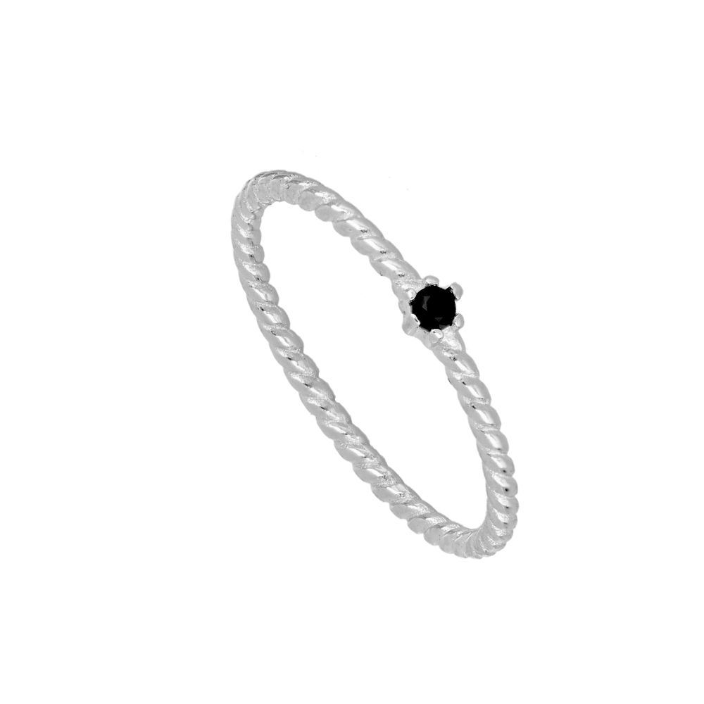 Anillo mini balls circonita negra silver