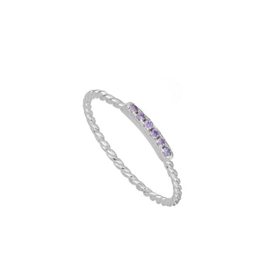 Lilac silver mini rope ring