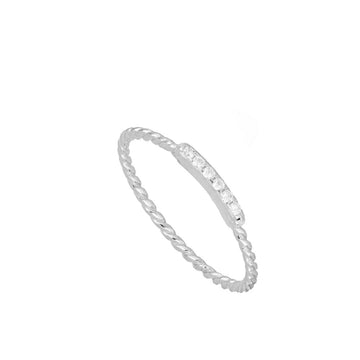 Anillo mini rope white silver