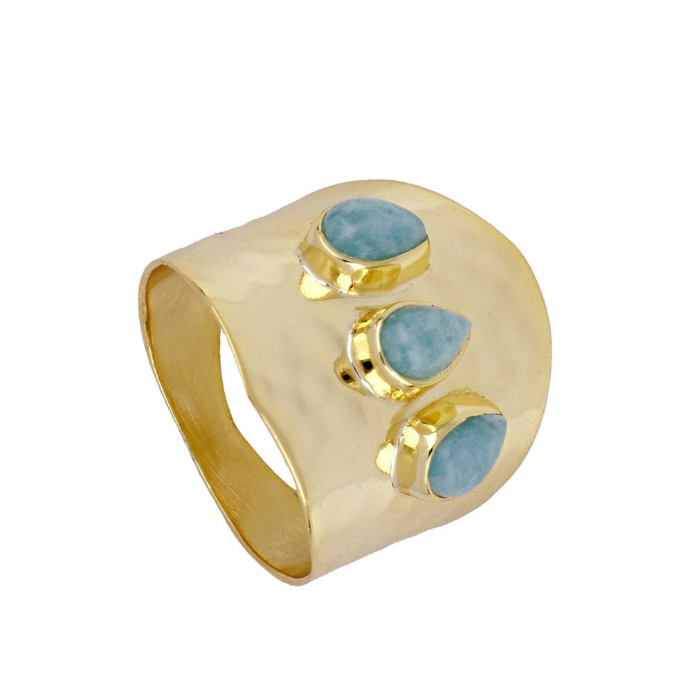 Anillo tres piedras Amazonita