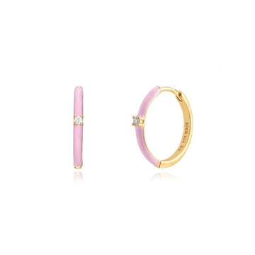 Big hoops earrings enamel pink