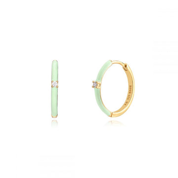 Mint green enamel big hoops earrings