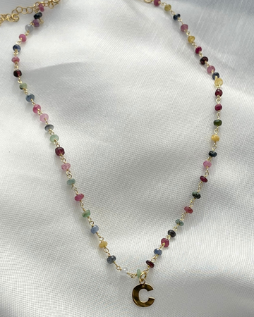 Big Initial light tourmaline necklace