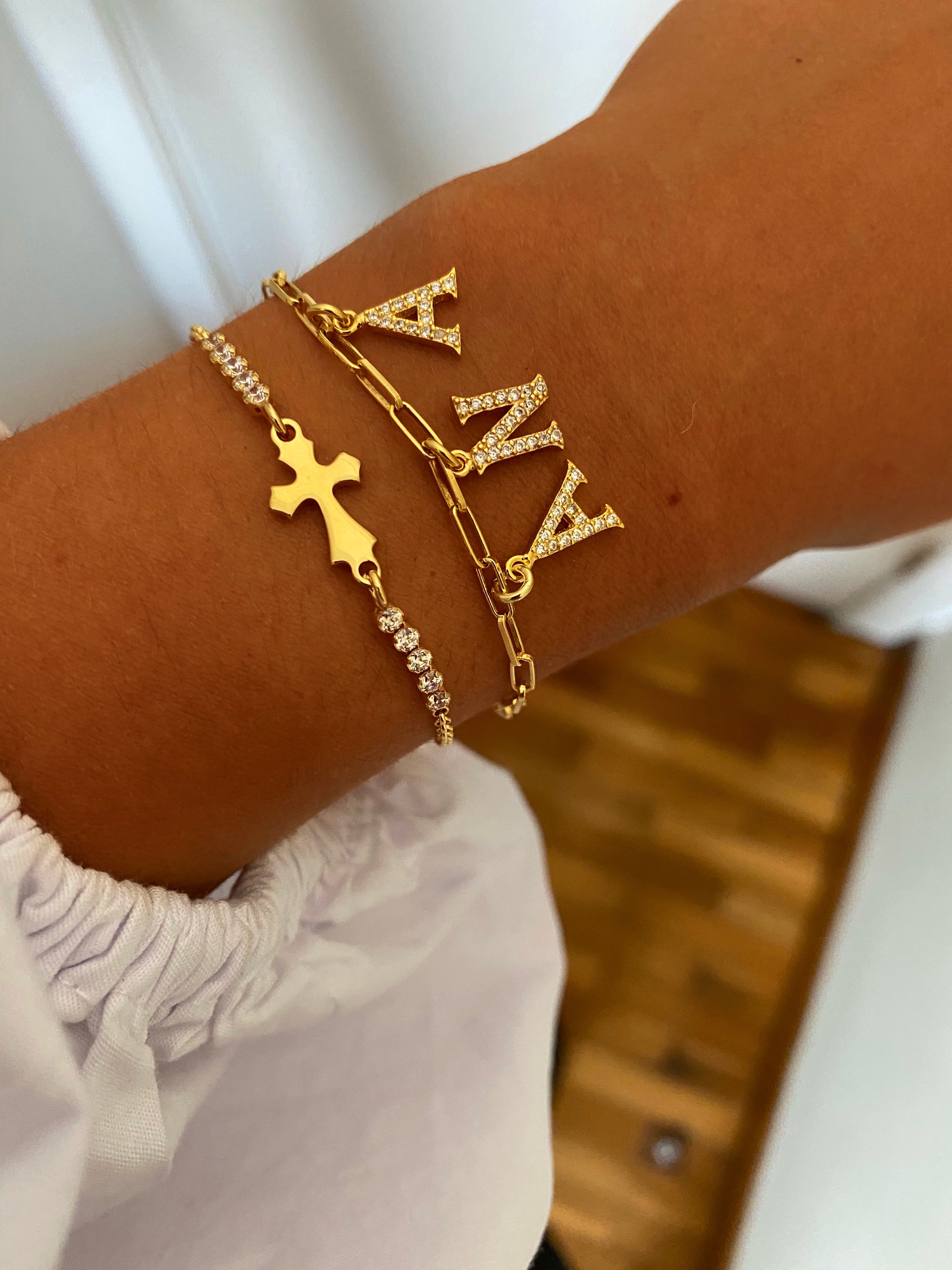 Pulsera personalizada inicial circonitas