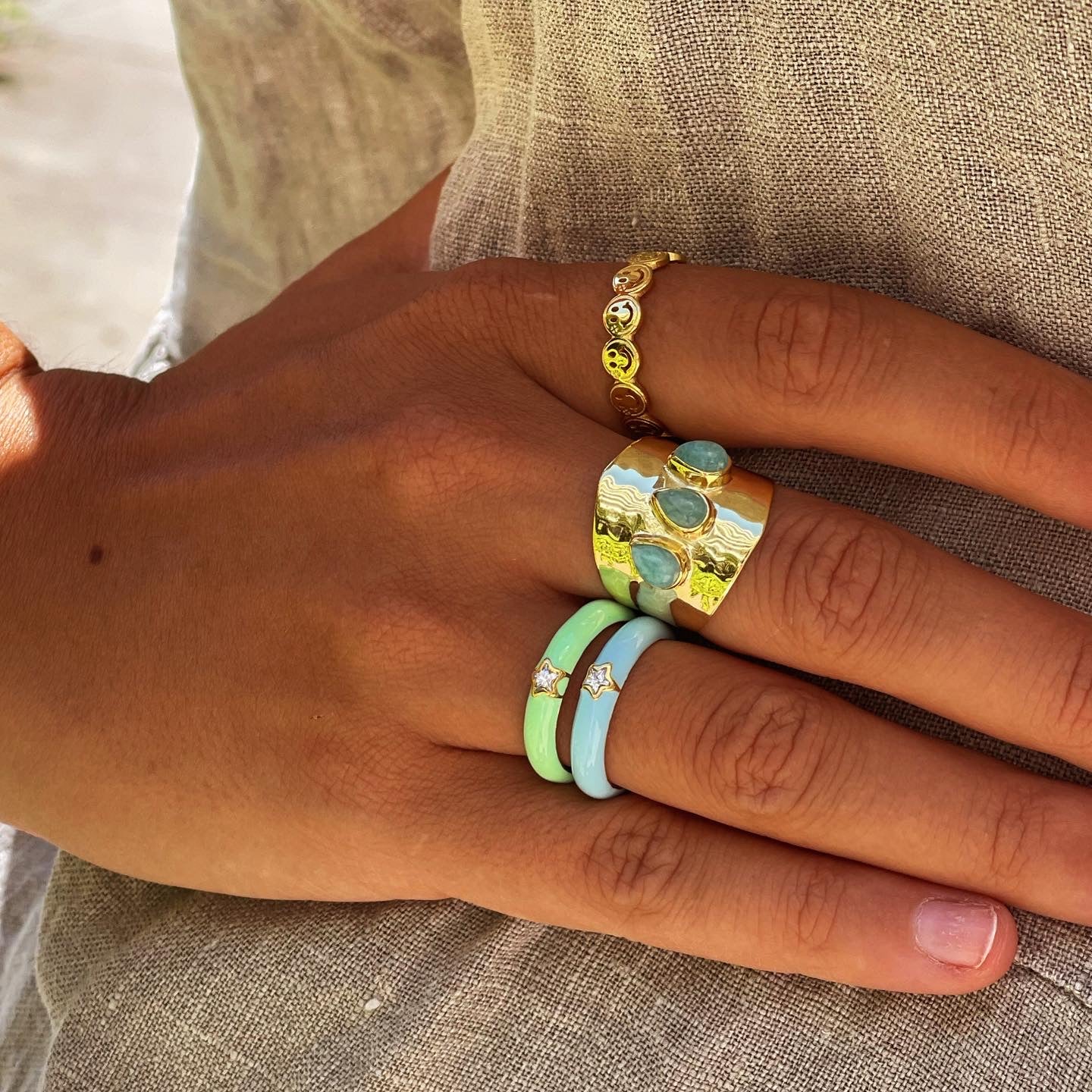 Anillo Enamel Estrella Blue