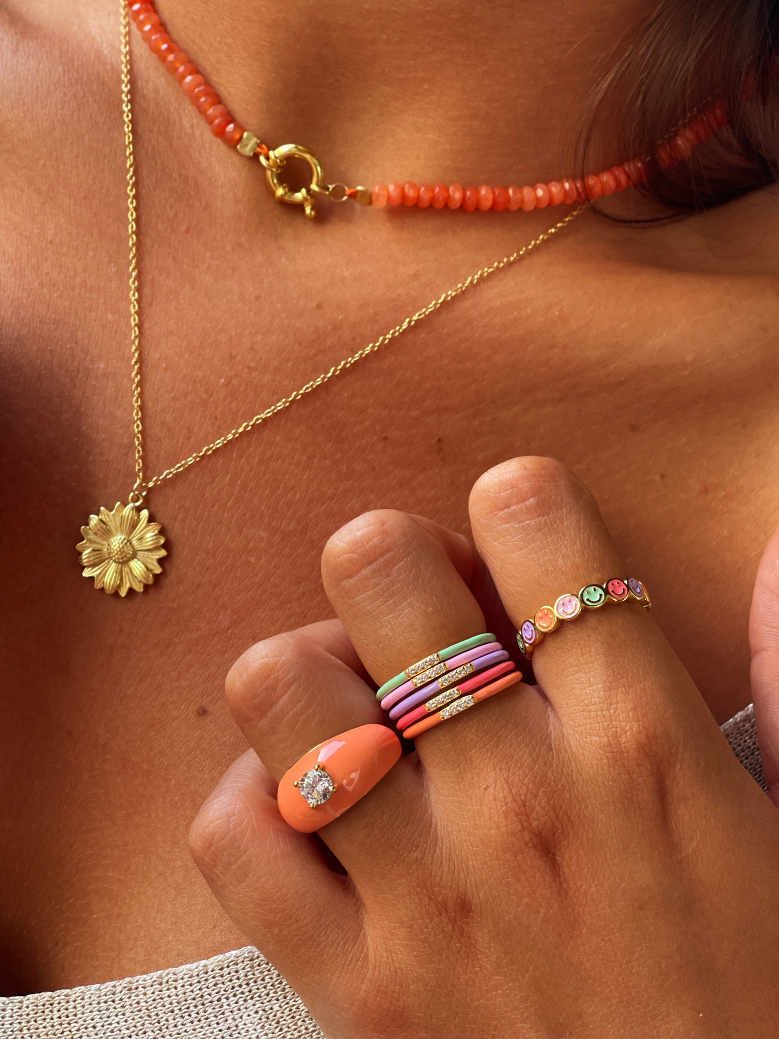 Anillo Multi Faces enamel Silver
