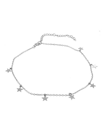 Silver star anklet