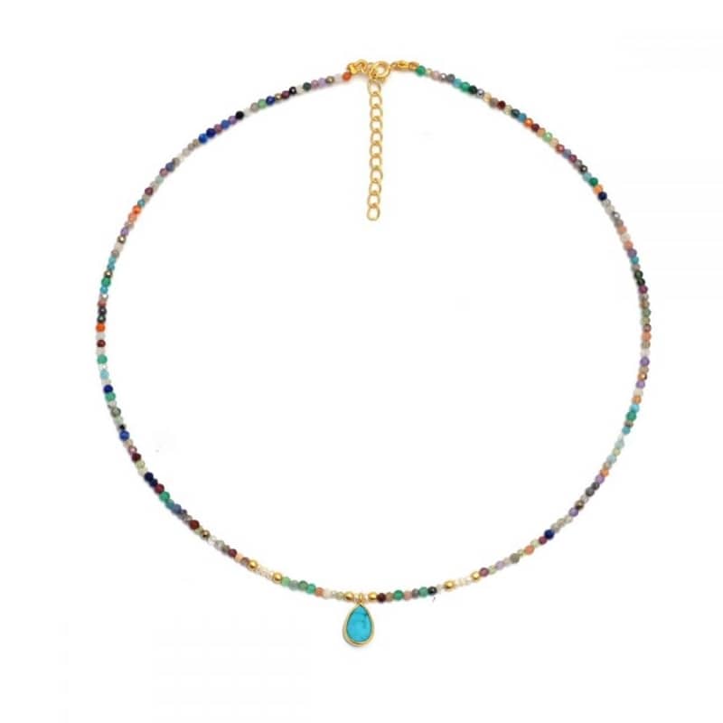 Turquoise multicolor mineral choker
