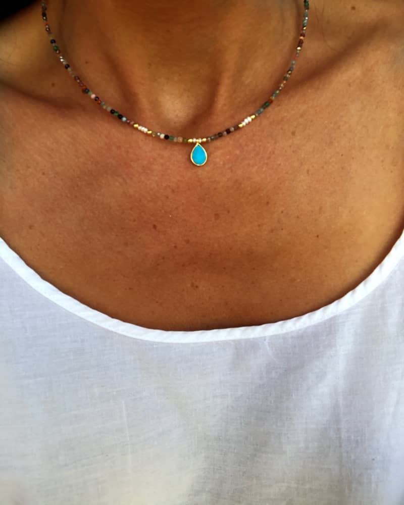 Chocker mineral multicolor turquesa
