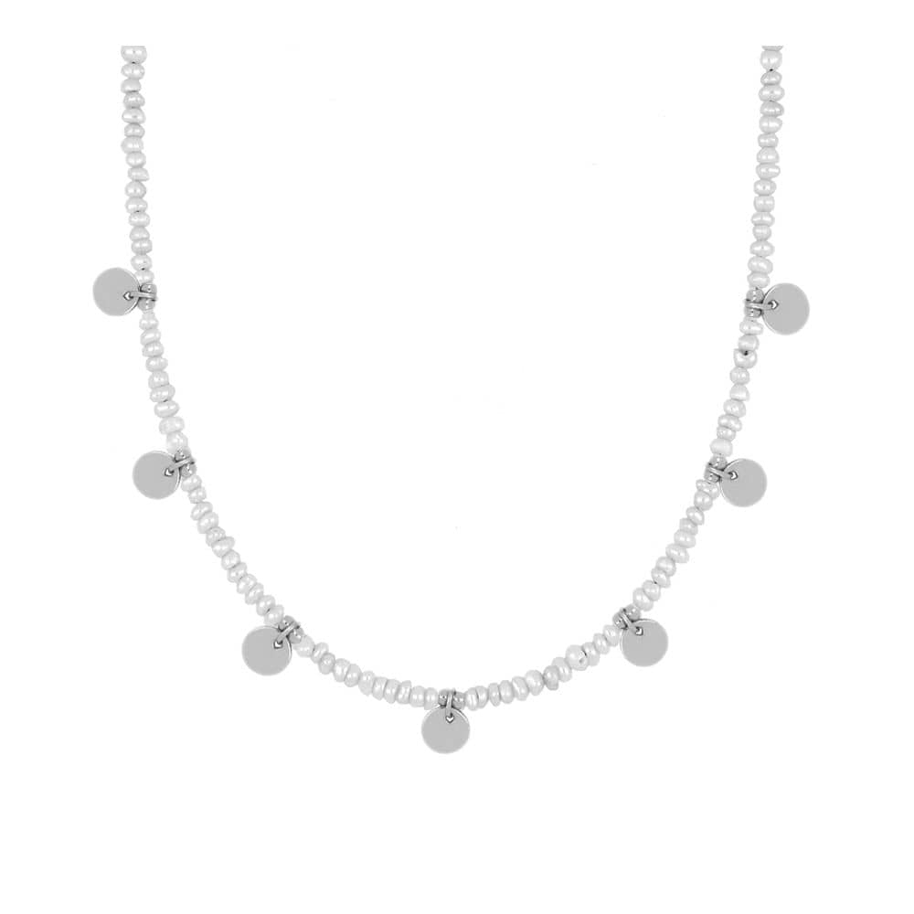 Chocker plaquitas perlas silver