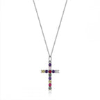 Silver amethyst cross necklace