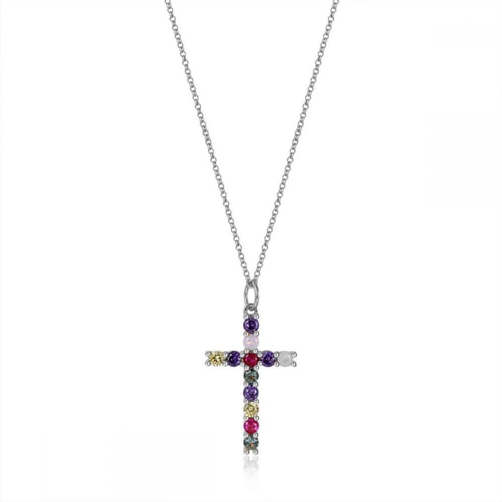 Collar cruz amatista Silver