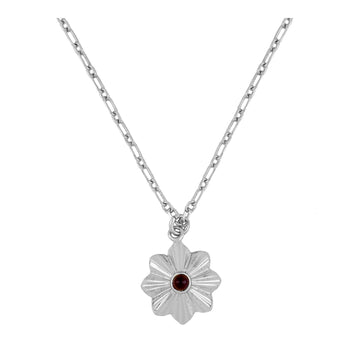 Collar Flower Amatista Silver