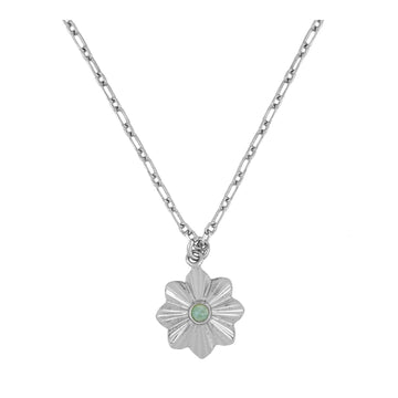 Flower Amazonite Silver Necklace