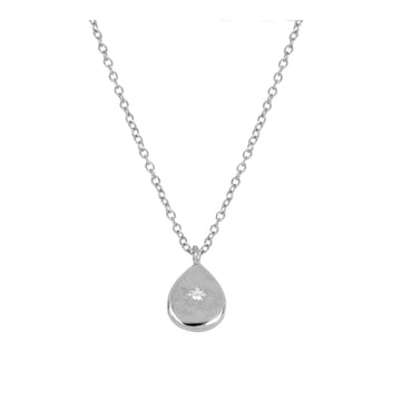 Silver zirconia teardrop necklace