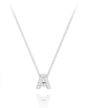 White silver initial mini necklace