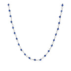 Blue Jade rosary necklace silver